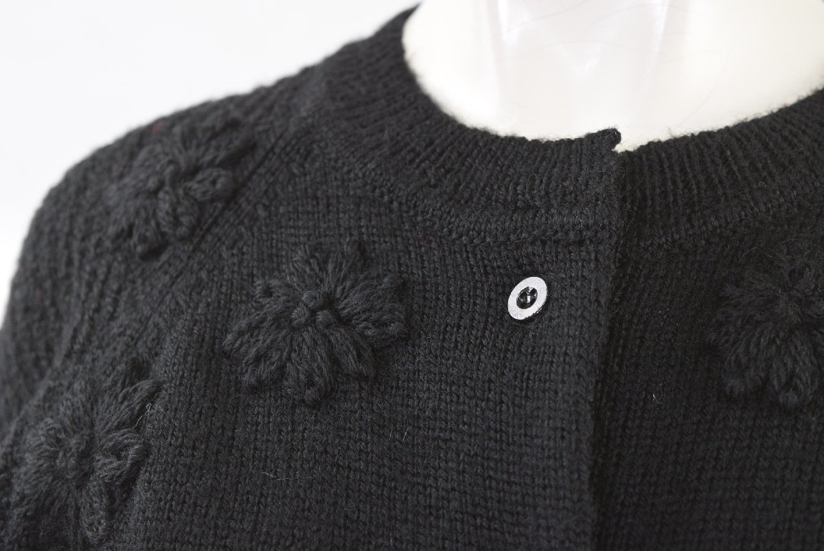 2355-23W0162★イエナ IENA LA BOUCLE 美品★Pireneiフラワー柄編みカーディガン ブラック 定価28600円_画像3