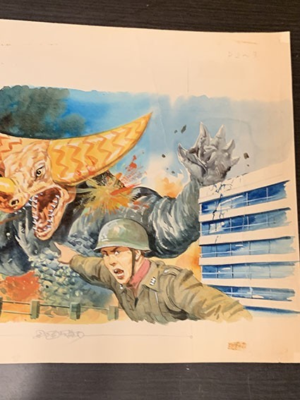南村喬之画稿「ゴモラ」 直筆原画 S:24.5×51 「人気TVマンガ主題歌集、赤影＋ウルトラマン（朝日ソノラマ）」掲載原画 1971年の画像2