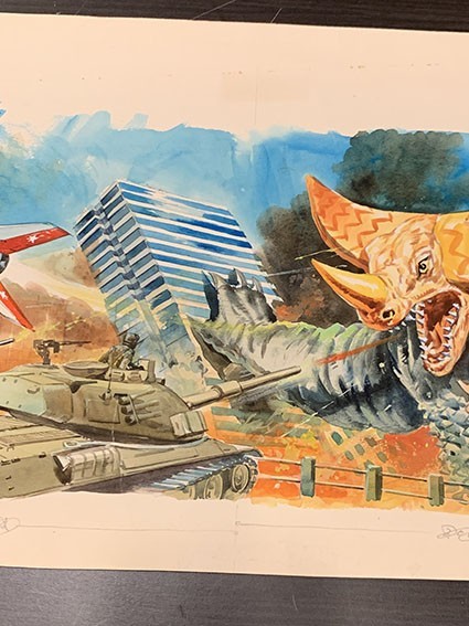 南村喬之画稿「ゴモラ」 直筆原画 S:24.5×51 「人気TVマンガ主題歌集、赤影＋ウルトラマン（朝日ソノラマ）」掲載原画 1971年の画像4