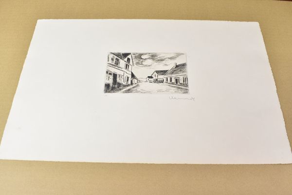 モーリス・ド・ヴラマンク版画「作品4」　銅版画　サイン　10×16　S:32.8×50.5　Maurice de Vlaminck_画像2
