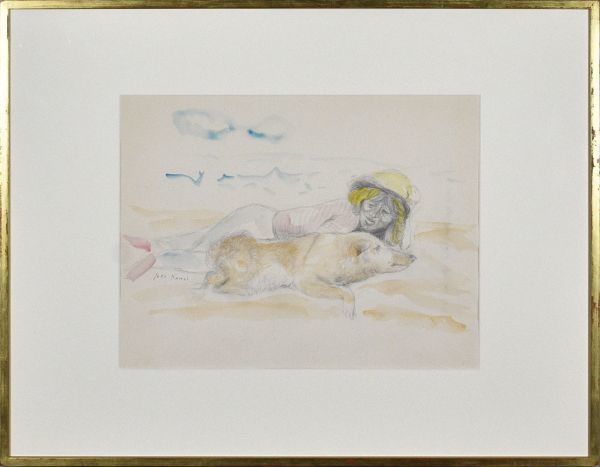 鴨居羊子画額「作品」　水彩　鉛筆　紙　サイン　30.1×39.8　F:51.7×66.5　Yoko Kamoi