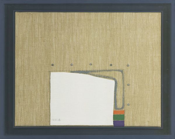 馬場彬画額「コンポジション」　ミクストメディア　キャンバス　サイン、年記　東邦画廊シール　　30×40　1985年　個展出品作　Akira Baba