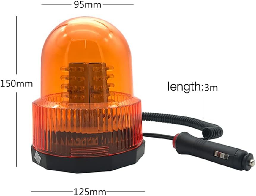 LED turning light warning light orange color 12V/24V combined use IP65 magnet type rotary warning light waterproof visibility 8W working light code. length 3m installation easiness 