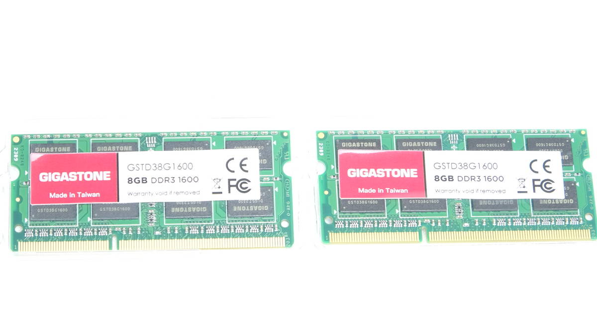 《送料無料》メモリ DDR3 8GBx2枚 (16GB) Gigastone ノートパソコン用メモリ DDR3-1600MHz PC3-12800_画像1