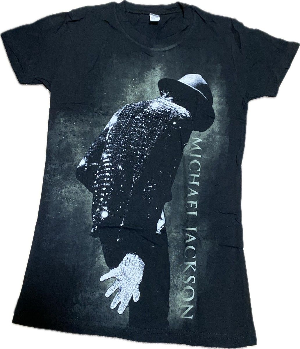 Michael Jackson マイケル・ジャクソン Tシャツ 黒 ロゴ イラスト プリント バンド  