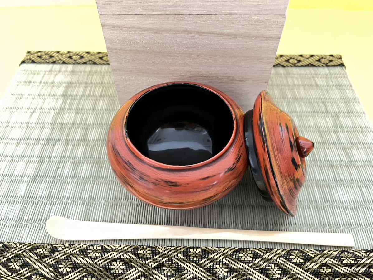 希少　明治期　根来薬器　根来茶入れ　根来塗　桐箱入_画像3