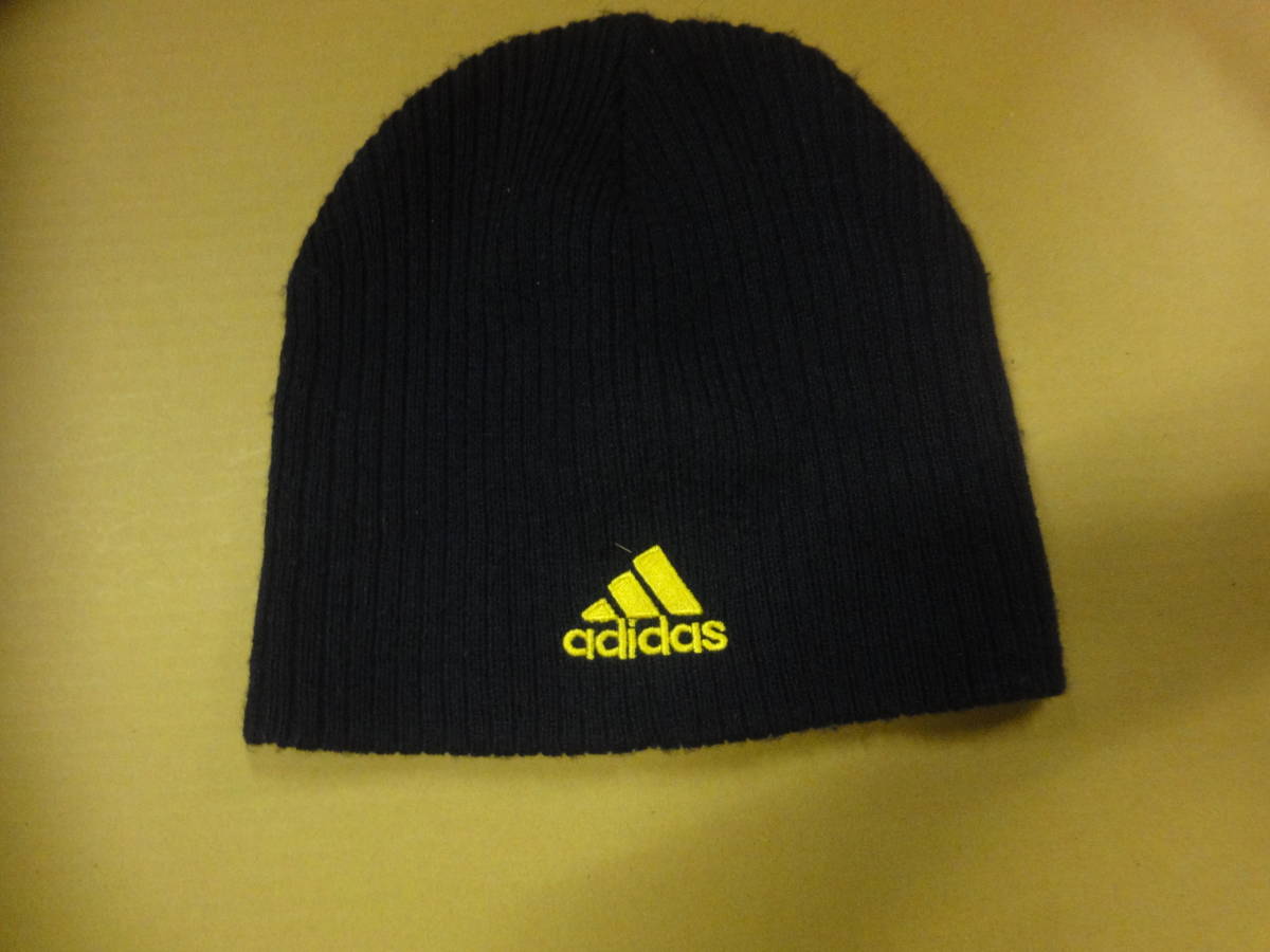 ▲▽中古品　防寒　ニット帽　adidas　ネイビー△▼_画像1