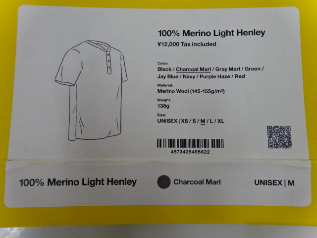 山と道 100% Merino Light Henley チャコール 登山 アウトドアウェア 033498004_画像4