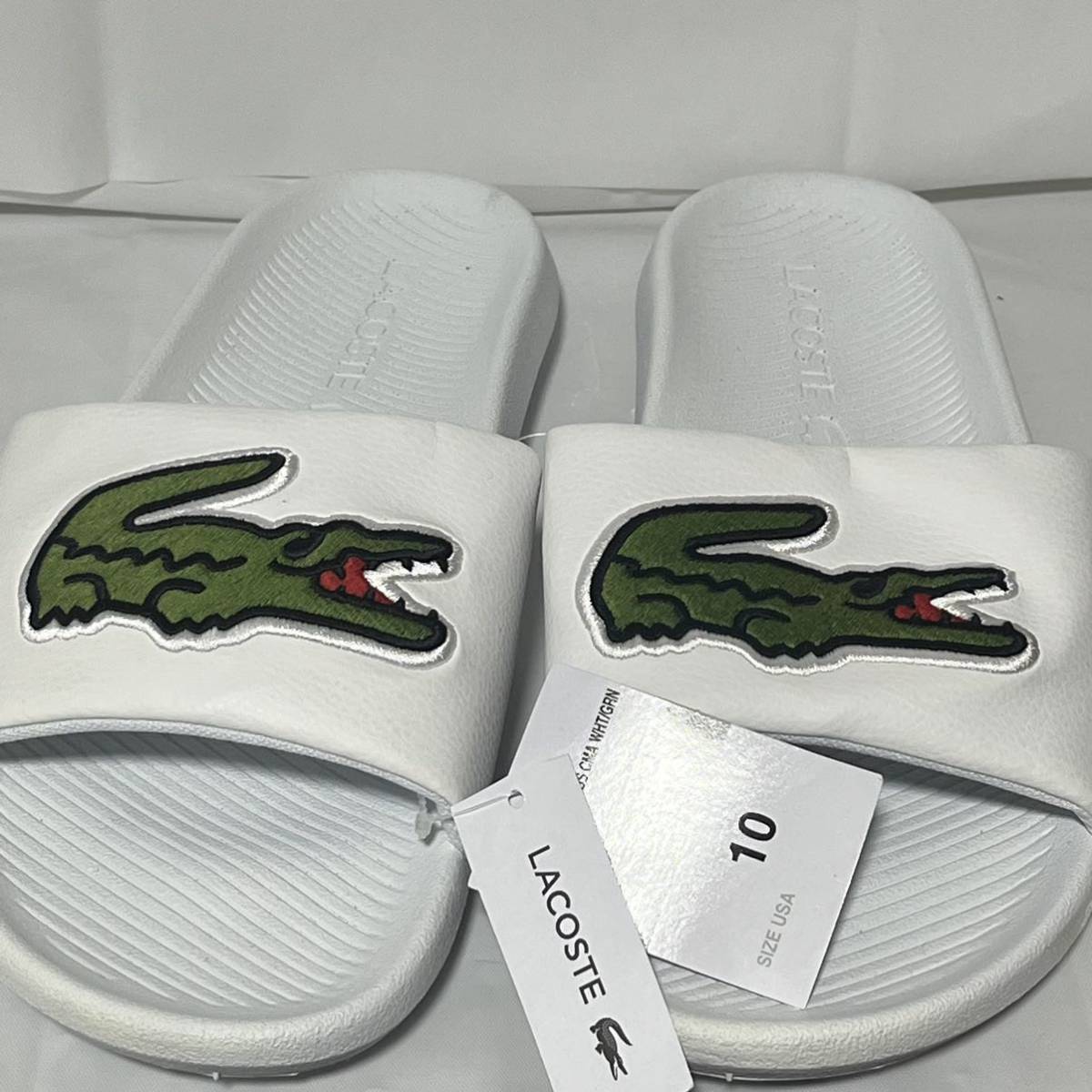 超美品タグ付き　ラコステ LACOSTE CROCO SLIDE ホワイト US 10 28.0cm相当_画像3