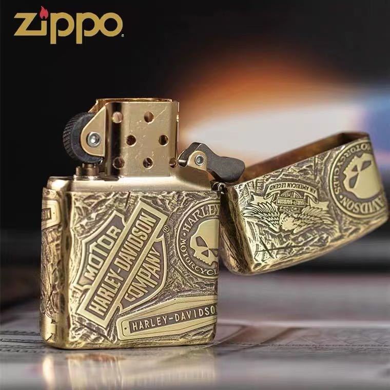 1円 定価13.8万 復刻ハーレーダビッドソン Zippo 真鍮製 ライター ジッポー 立体感 重量感 オイルライター 新品 煙グッズ _画像3