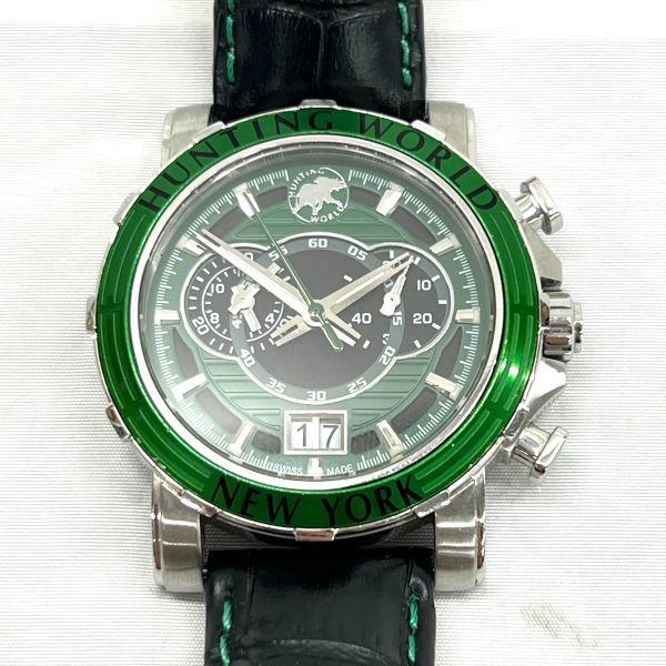 ★おすすめ品★ HUNTING WORLD ハンティングワールド メンズ 腕時計 HW-913 グリーン×ブラック系 動作未確認　SAHS1224-6_画像1