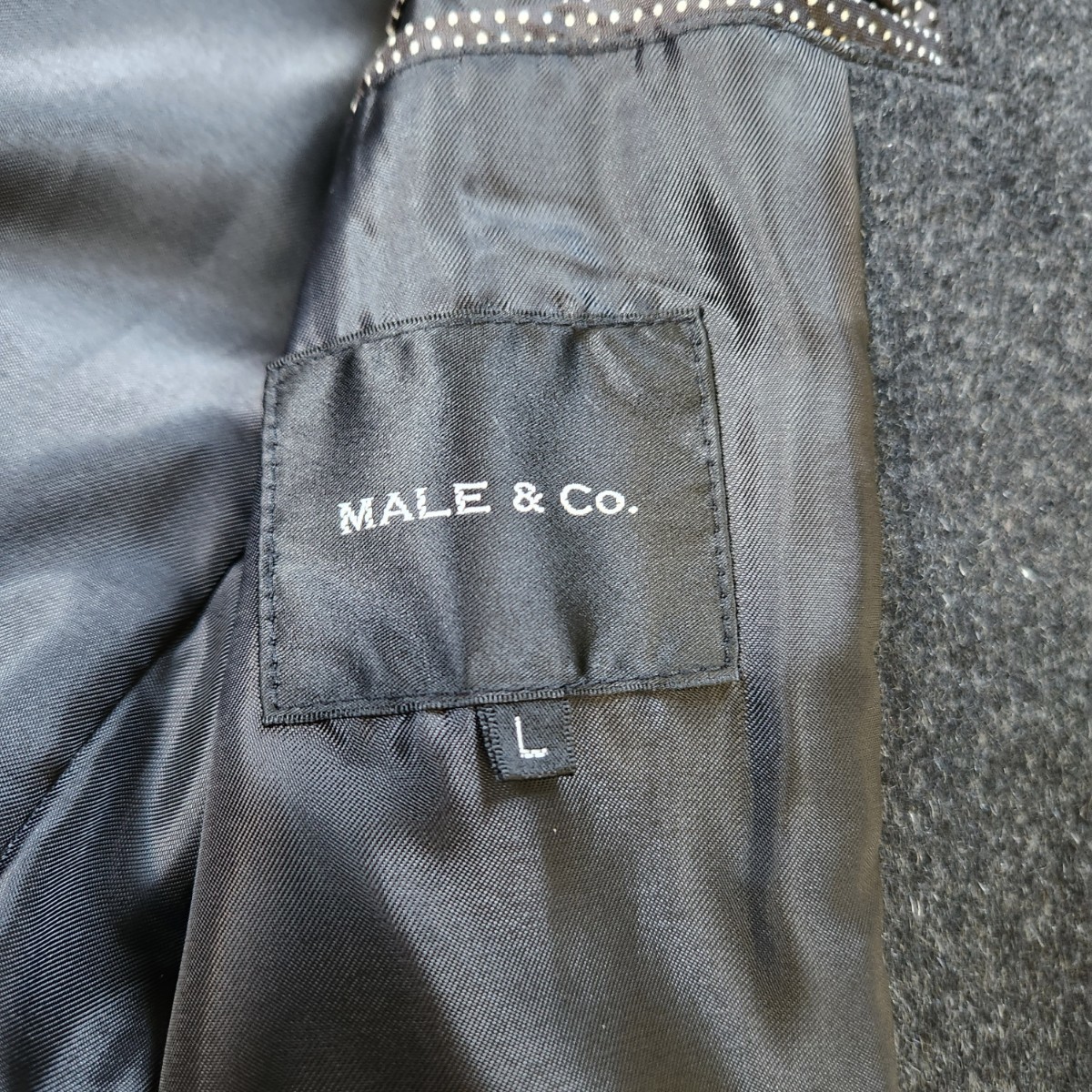 美品 MALE&CO【カシミヤ ステンカラーコート ベルト 超希少サイズ L～XL相当】メール&コー TAKA-Q ロングコート チャコール 比翼仕立て_画像9