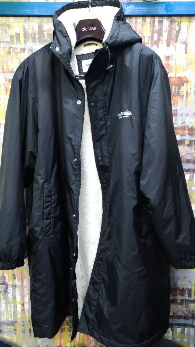  including carriage *FIRST DOWN/ hood Grand coat reverse side boa black 640139/LL size / front . full zipper &5 hook ./ side poke/ sleeve rib / outdoor & sport 