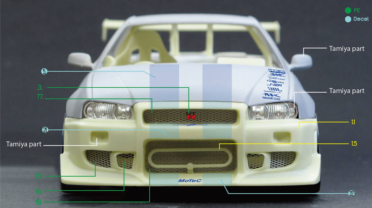 1/24 ZoomOn ワイルド・スピード2 スカイライン GT-R ブライアン仕様 トランスキット 未組立_画像4