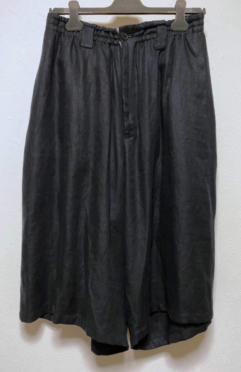 yohji yamamoto POUR HOMME ヨウジヤマモトプールオム　Twil Wide Pants　18SS　リネン　デカパンツ　HW-P29-300　ハーフパンツ　麻