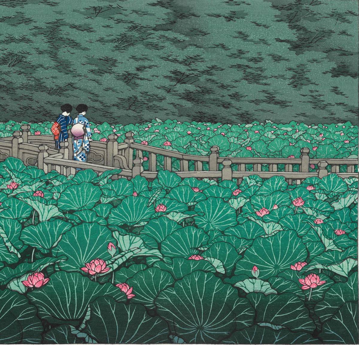 川瀬巴水 木版画 HKS-6 芝弁天池 初版 1929年 昭和4年 (新版画 川瀬巴水 木版画 HKS-6 芝弁天池 初版 1929年 昭和4年 (新版画