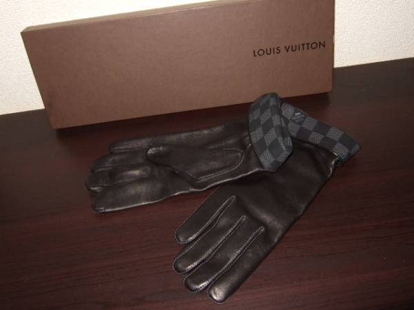 未使用 LOUIS VUITTON ルイヴィトン 内側ダミエ グローブ 手袋 黒 ブラック メンズ_画像7