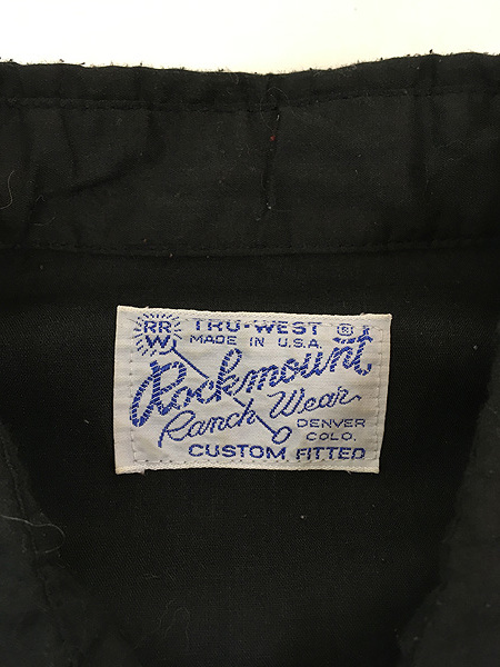 古着 80s USA製 Rockmount ステッチ デザイン ブラック コットン ウエスタン シャツ XL位_画像8