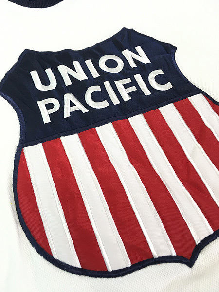 古着 90s USA製 UNION PACIFIC 鉄道 ビッグパッチ リブライン スウェット トレーナー L_画像5