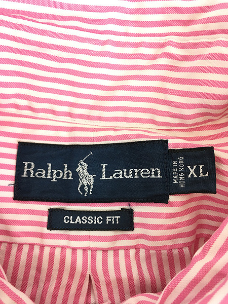 古着 90s Ralph Lauren 「CLASSIC FIT」 青×白 ストライプ BD シャツ XL 古着_画像6