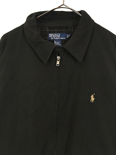 古着 Polo Ralph Lauren 異素材 フェイク スエード スウィング トップ ジャケット 黒 XL 古着(2)_画像2