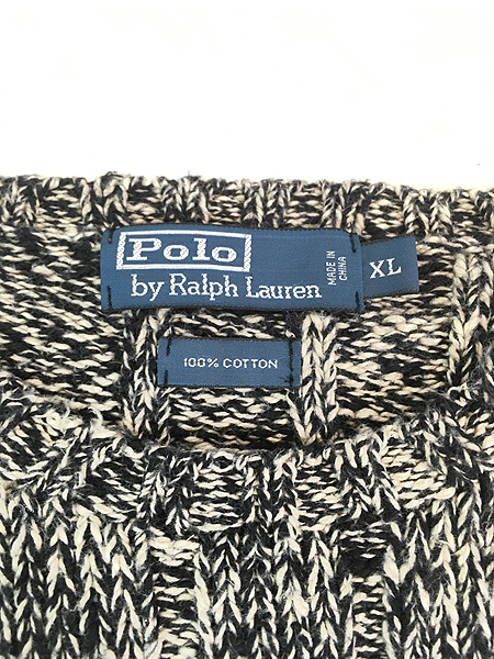 古着 Polo Ralph Lauren 凸凹 ストライプ ミックス コットン ニット セーター XL 古着_画像5