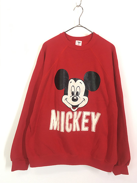 古着 80s USA製 Disney Mickey ミッキー BIG フェイス スウェット XL 古着_画像1