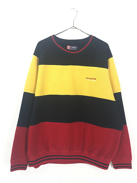 古着 90s CHAPS Ralph Lauren 3カラー ボア フリース ジャケット トップス トレーナー XXL 古着_画像1