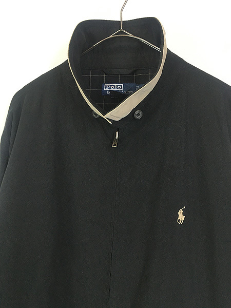 古着 Polo Ralph Lauren 異素材 フェイク スエード スウィング トップ ジャケット 黒 XXL 古着_画像3