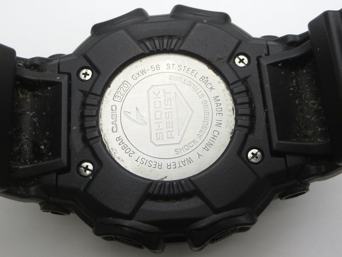 1000円スタート 腕時計 CASIO カシオ G-SHOCK ジーショック 3220 GXW-56 電波ソーラー ブラック デジタル メンズ 10 J60026_画像7