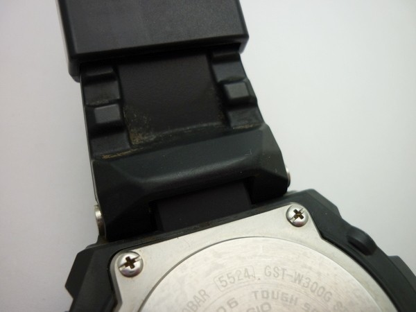 1000円スタート 腕時計 CASIO カシオ G-SHOCK 5524 GST-W300G G-STEEL 電波ソーラー アナデジ ブラック×ブルー メンズ IKS J705_画像7