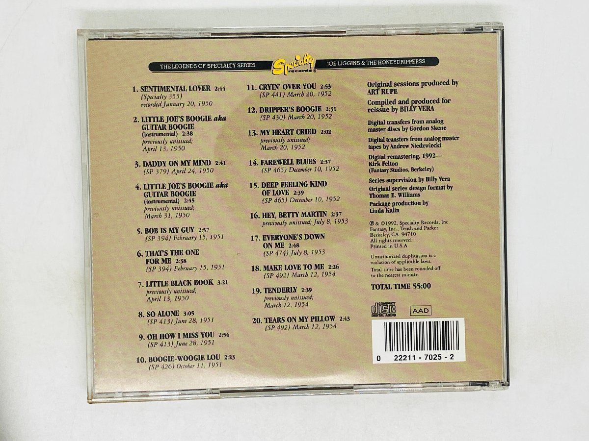 即決CD JOE LIGGINS & THE HONEYDRIPPERS VOL.2 DRIPPER'S BOOGIE SPCD-7025-2 Z52_画像2