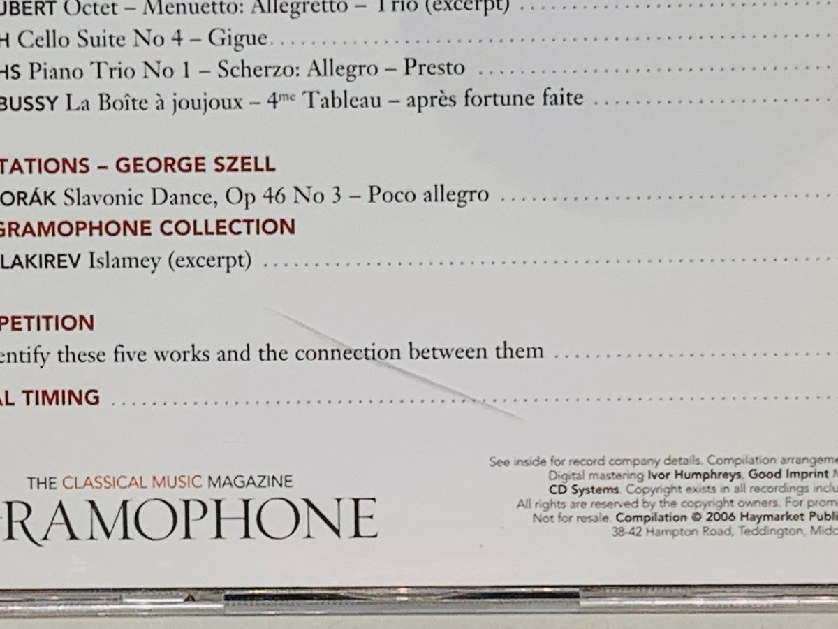 即決CD The GRAMOPHONE / EDITOR'S CHOICE / FEBRUARY 2006 / THIS MONTH'S TOP TEN CLASSICAL GCD0206 X30_画像3