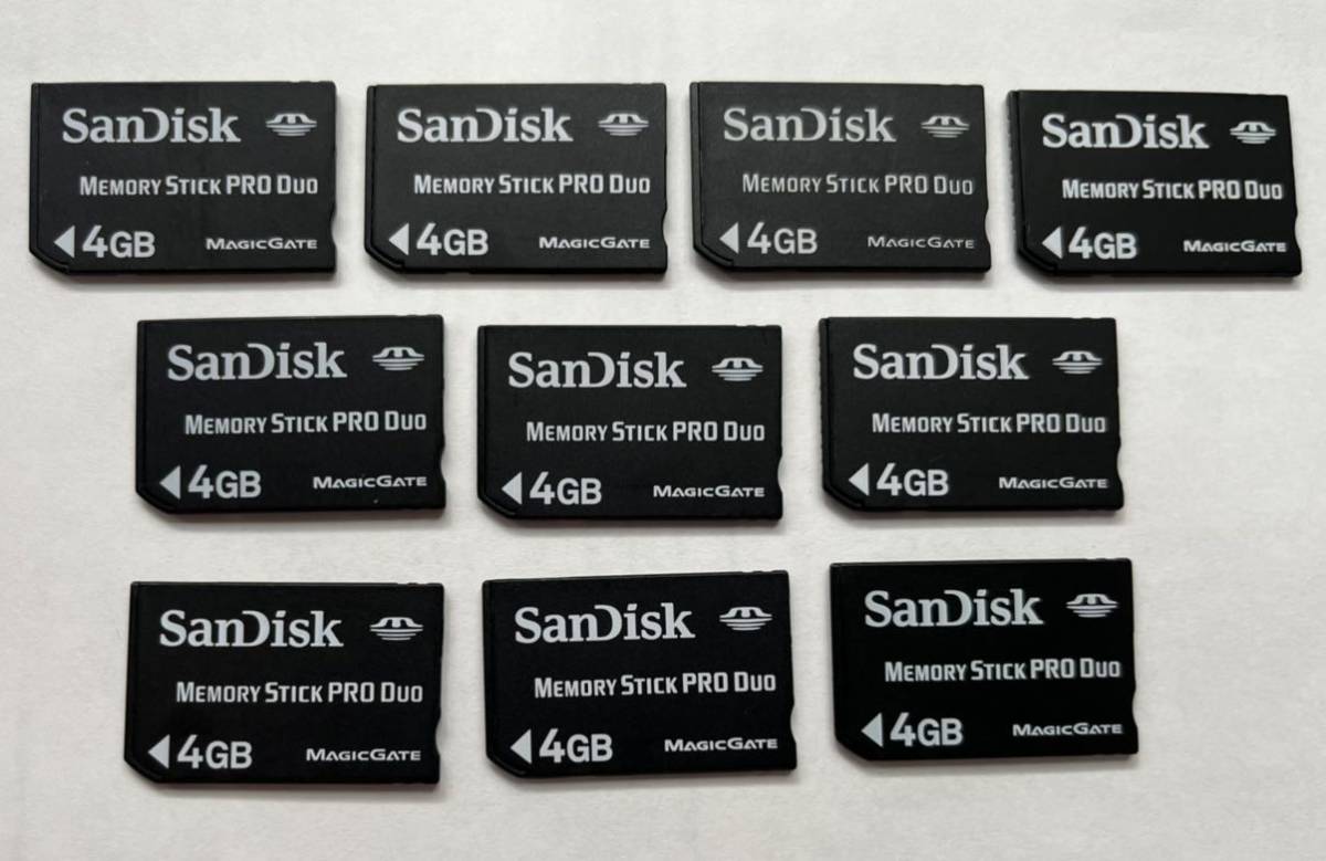 ★送料無料★ SanDisk/サンディスク memory stick pro duo 4GB 10枚 メモリースティック/PSP/メモリーカード フォーマット済み動作品_画像1