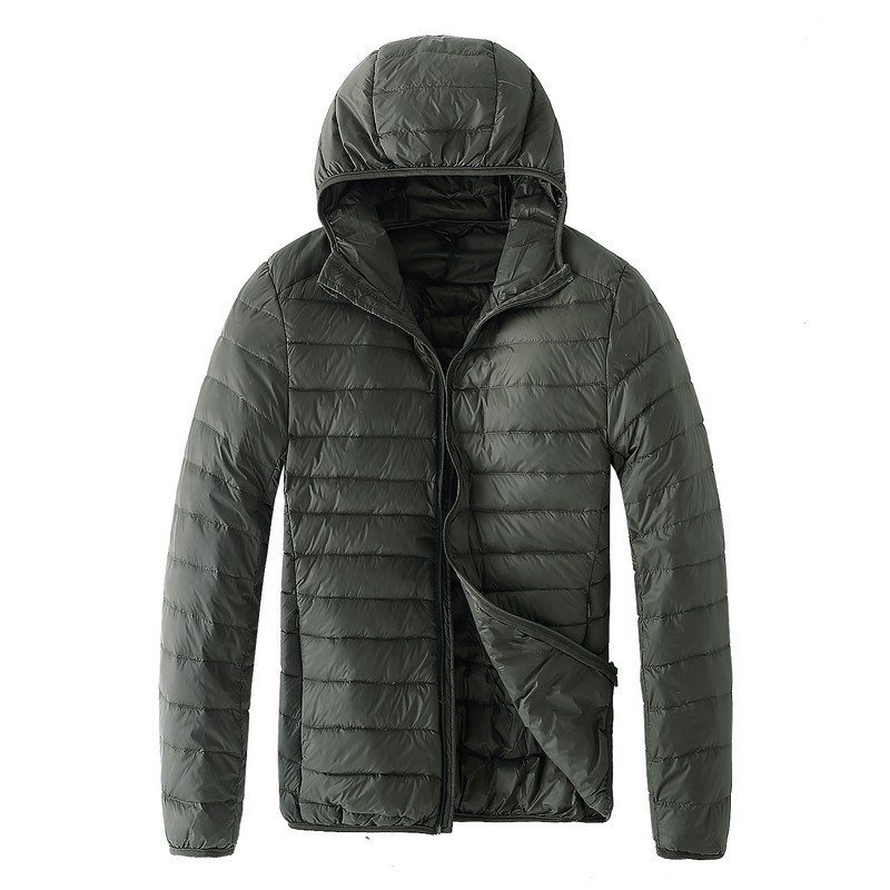 (新品) フード ダウン ジャケット 中綿ブルゾン Down jacket オリーブグリーン色 サイズ 3XＬ【送料無料】_画像1