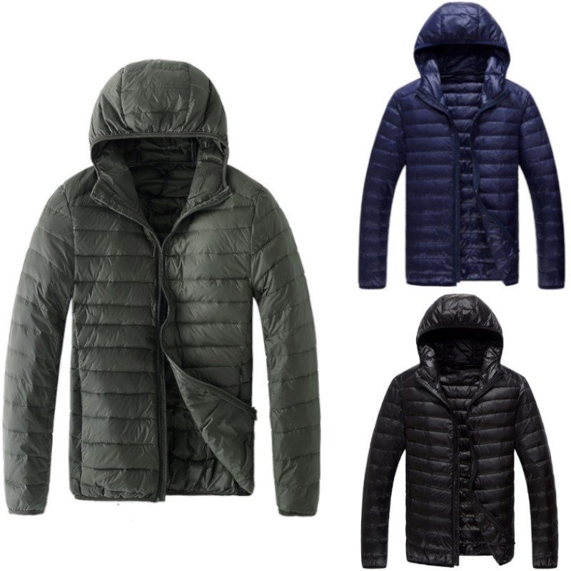 (新品) フード ダウン ジャケット 中綿ブルゾン Down jacket オリーブグリーン色 サイズ 3XＬ【送料無料】_画像2