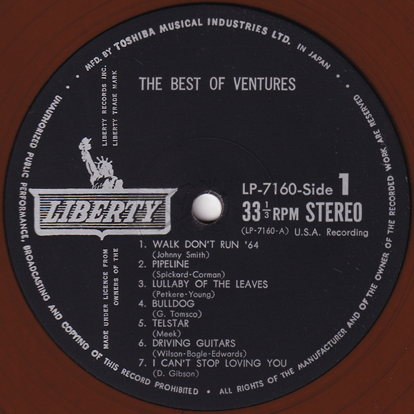 赤盤 LP☆ ベンチャーズ THE BEST OF VENTURES（LIBERTY LP 7160）Red Vinyl 美女ジャケ_画像4