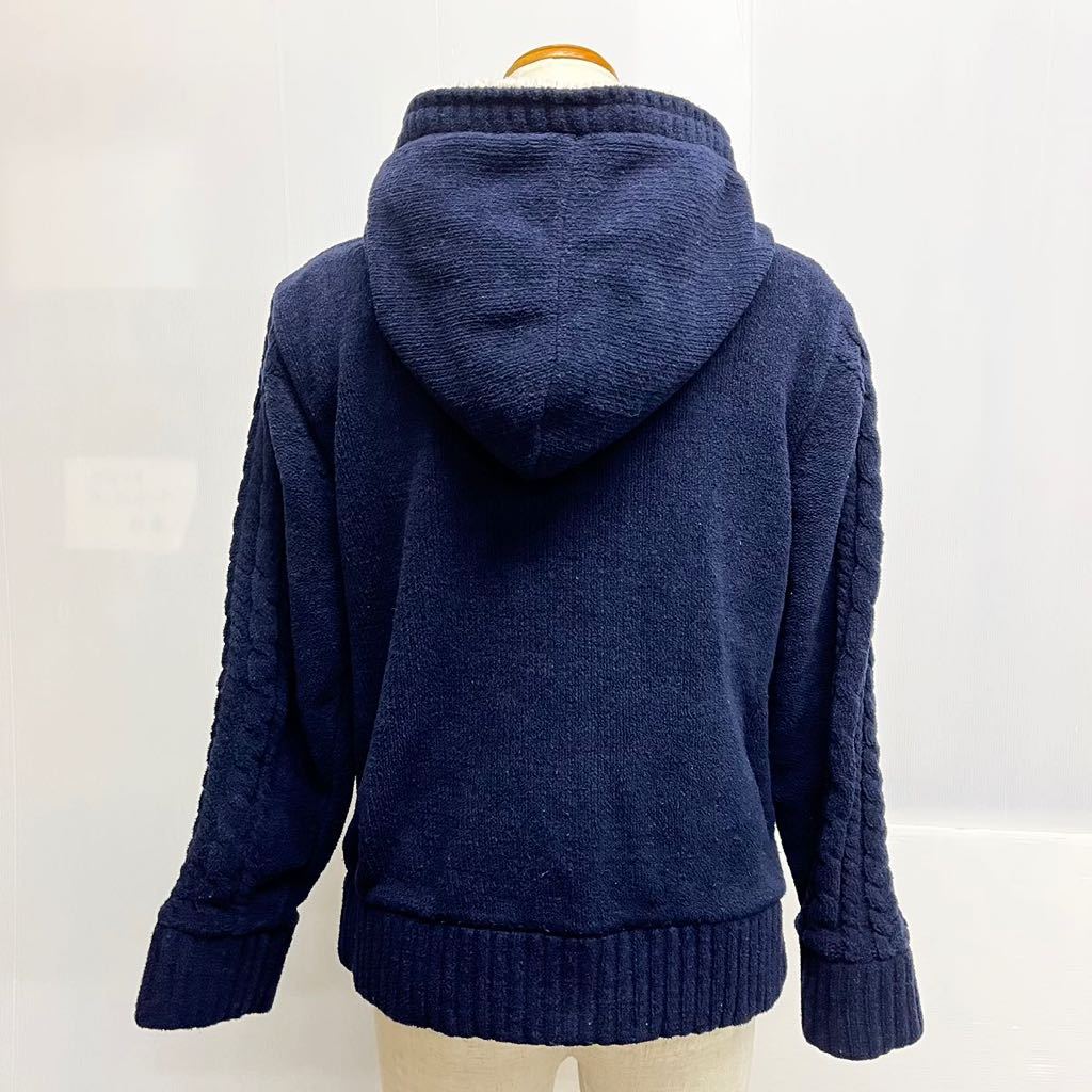  Lynn ji.LINDSAY 150cm Zip up molding knitted jacket knitted Parker neipi- navy blue Narumi ya lining attaching 