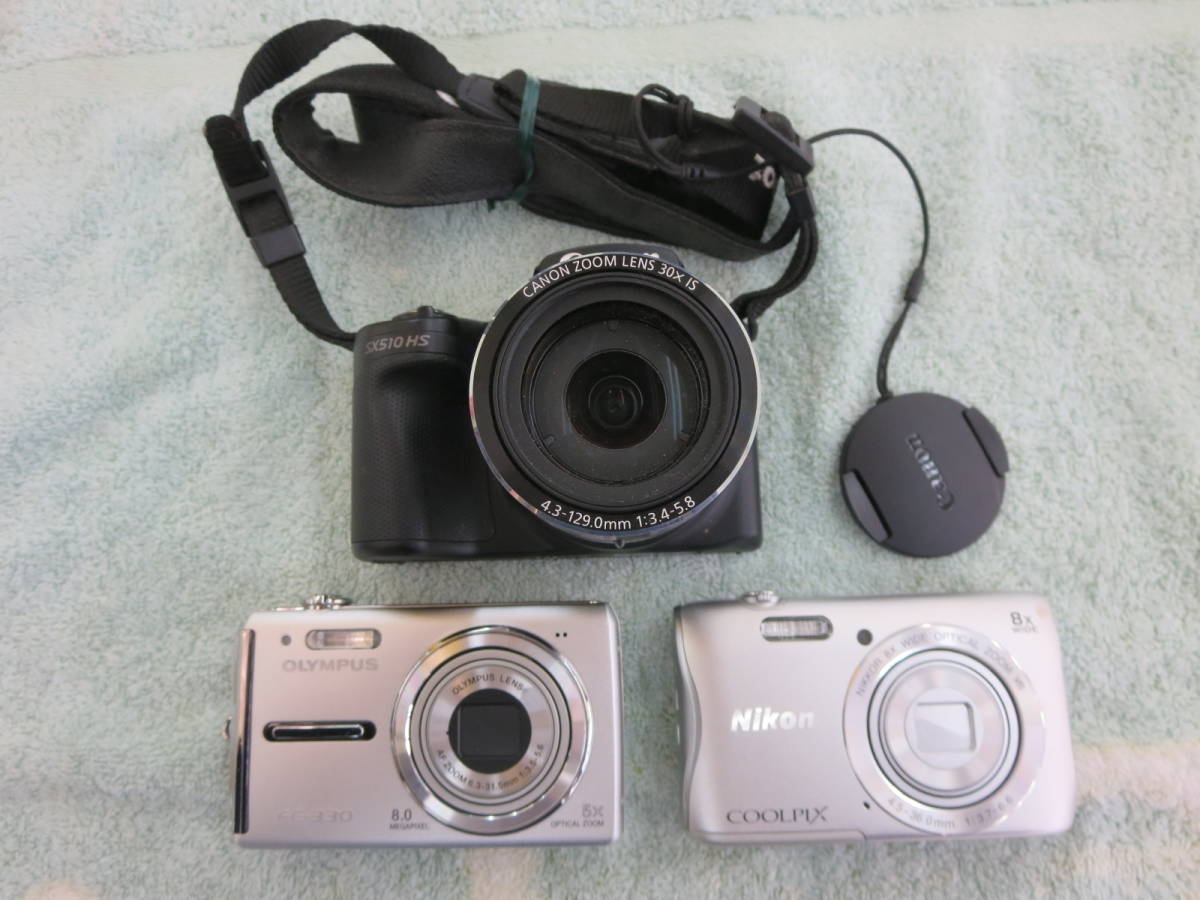 コンデジ3台セット Nikon COOLPIX S3700/Canon PowerShot SX510HS/OLYMUPUS FE-330_画像1