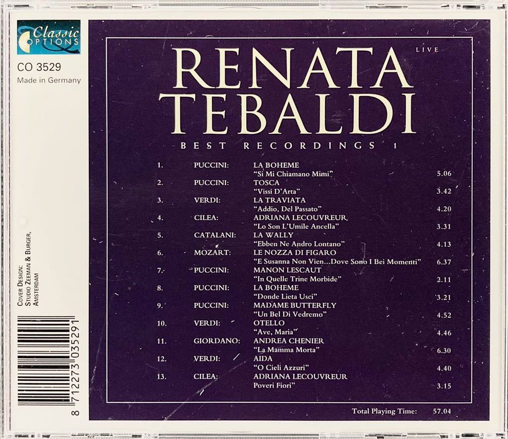 CD/ レナータ・テバルディ・ベスト・レコーディングス１〜 ラ・ボエーム、トスカ、椿姫、蝶々夫人、オテロ_画像2