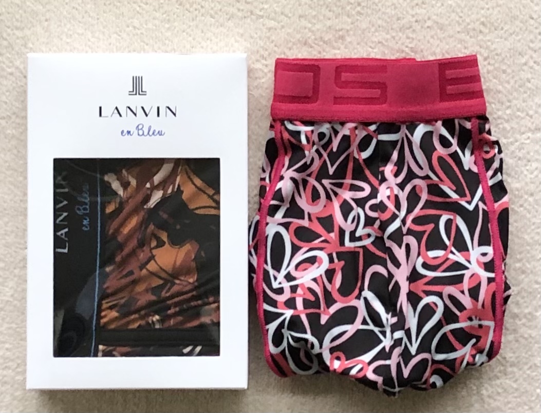 Lanvin en Bleu＆BROS ボクサーパンツ Ｌサイズ ローライズ デザイン ブラウン 日本製＆ハート ブラック×ピンク 2枚セット_画像1