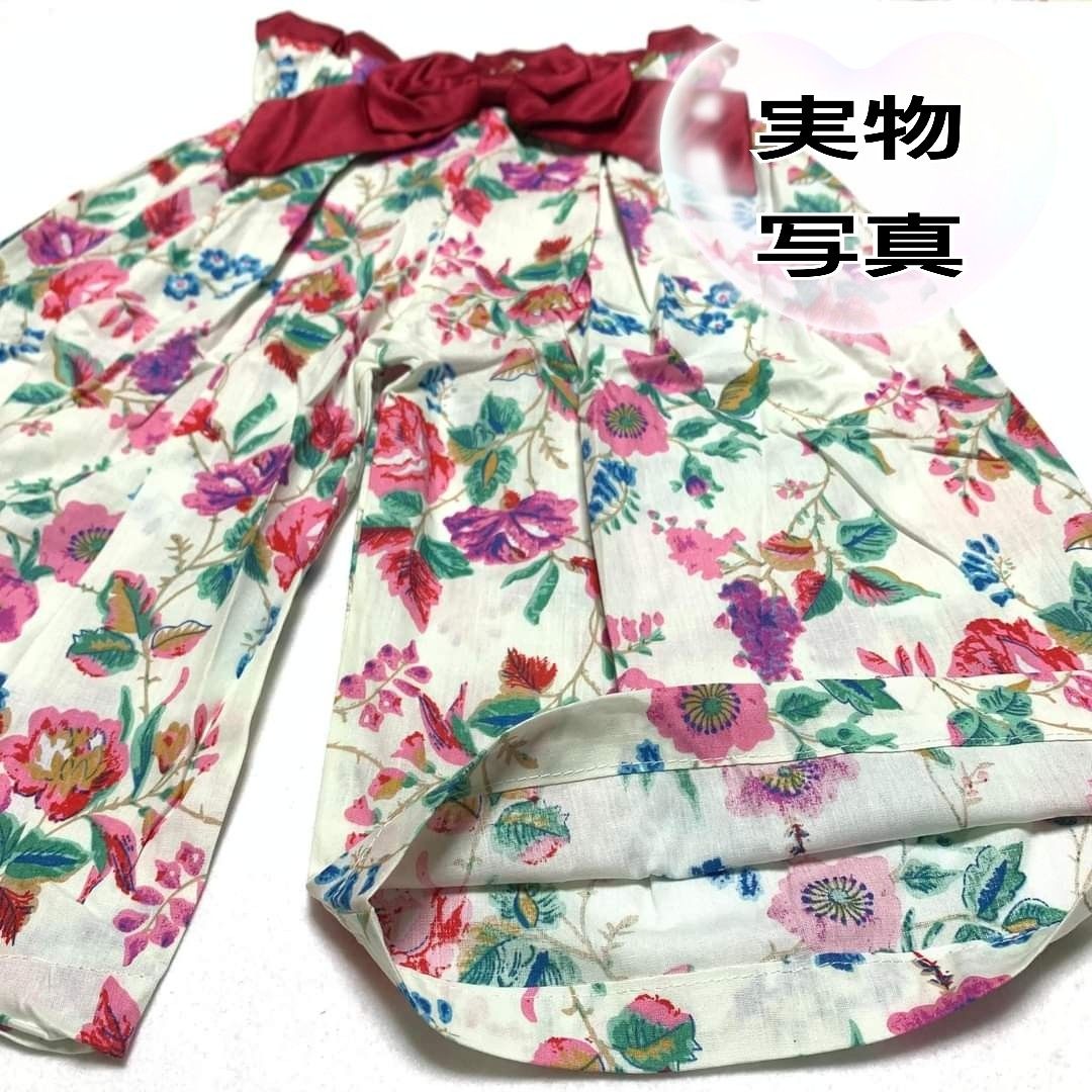 新品 キッズ 着物 袴 セパレート 110 白色 赤 リボン 花柄 女の子 2点セット ひな祭り 雛祭り 桃の節句 和服b