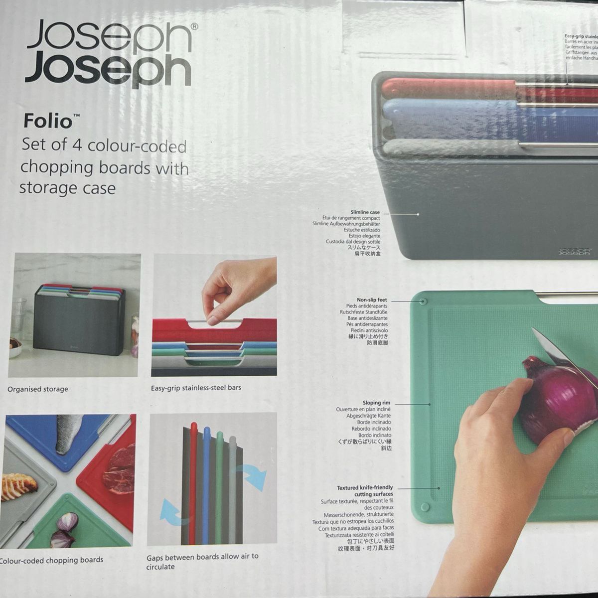 ジョセフジョセフ フォリオ レギュラーまな板4色 4枚セット ケース付き　Joseph Joseph Folio Set of 4