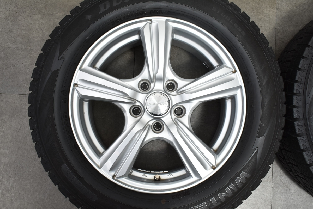 【程度良好品】ヴィオレント KS 16in 6.5J +53 PCD114.3 ダンロップ ウインターマックス WM02 215/60R16 オデッセイ ヴェゼル MPV 即納可_画像3