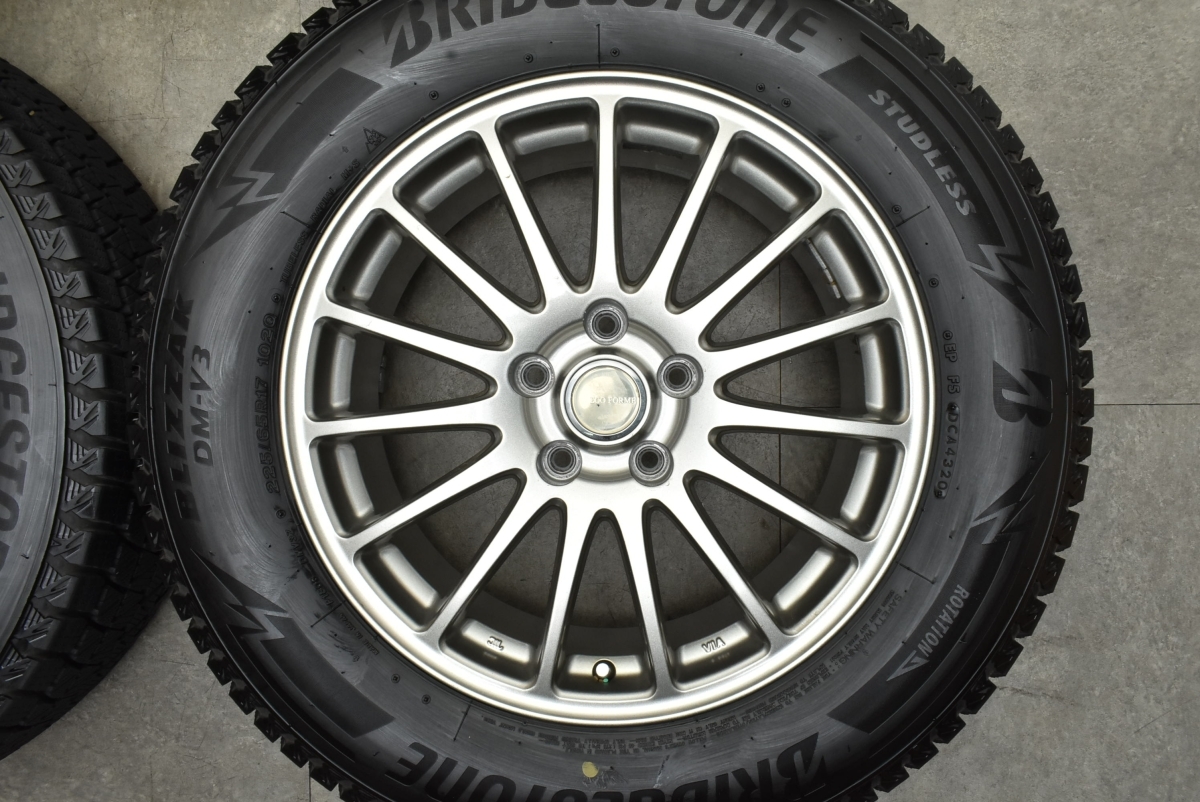 【バリ溝 美品】エコフォルム 17in 7J +45 PCD114.3 ブリヂストン ブリザック DM-V3 225/65R17 エクストレイル CX-5 CX-8 スタッドレス_画像4