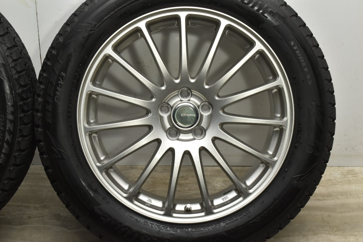 【バリ溝 美品】エコフォルム 18in 7.5J +55 PCD100 ブリヂストン ブリザック DM-V3 225/55R18 SJフォレスター XV 交換用 スタッドレス_画像6