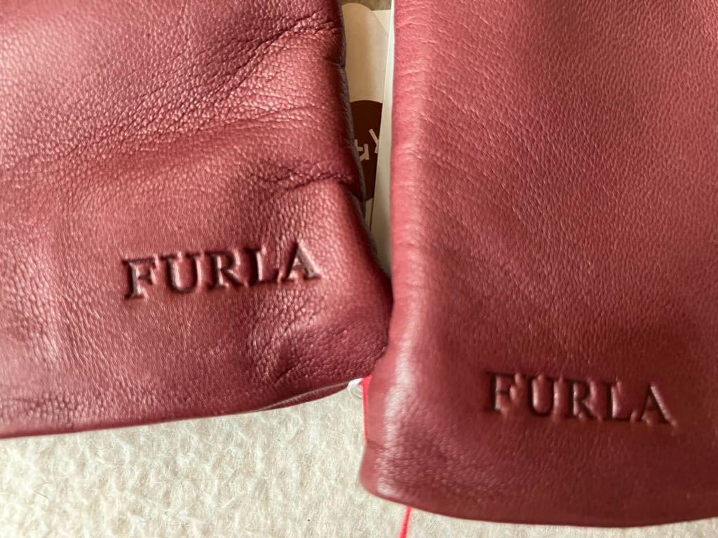 ★新品★ FURLA ラム革 リボンがキュート 手袋 レディース サイズ21センチ ワインブラウン_画像3