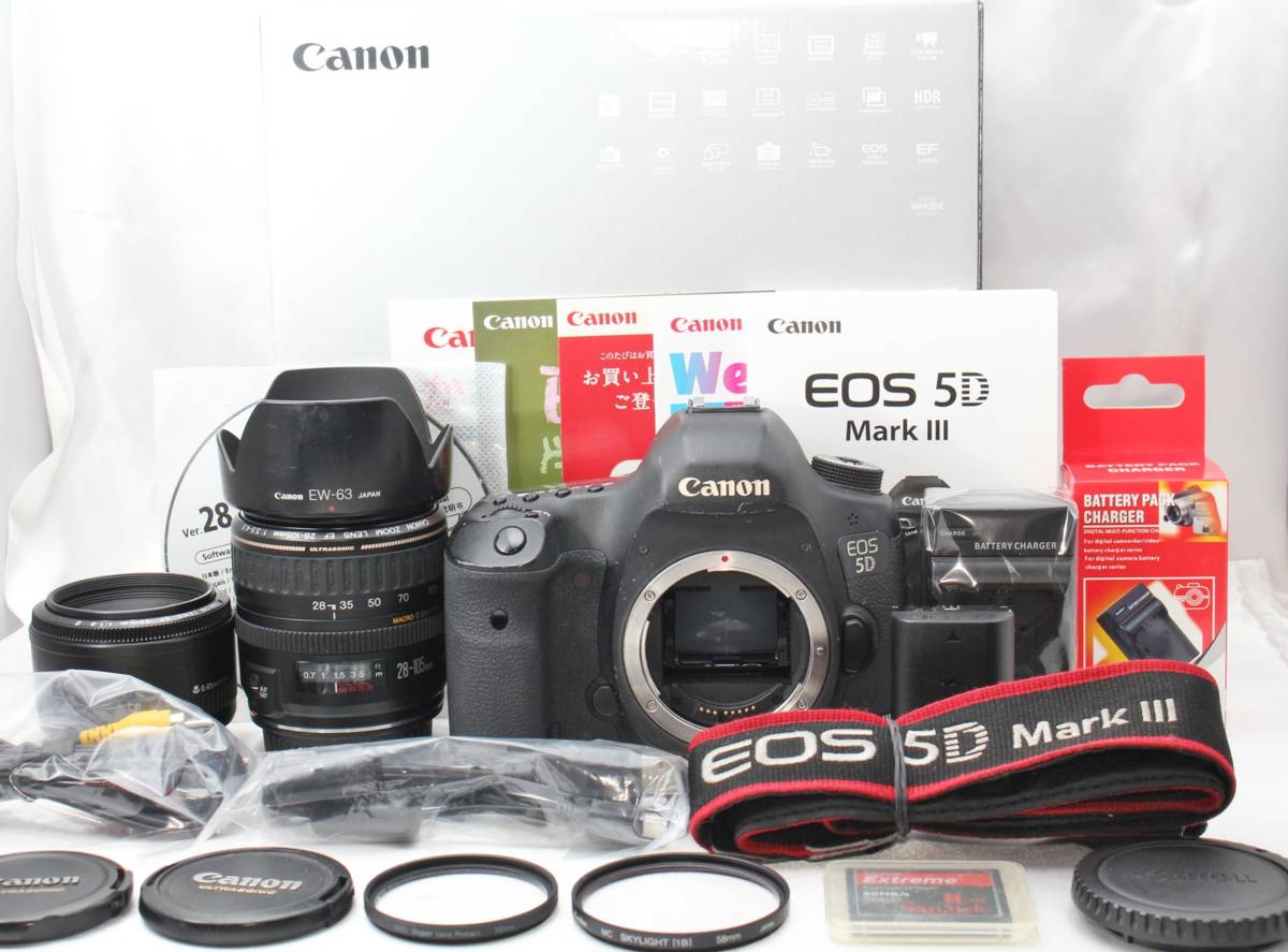 ★【限定！美品 フルサイズスターティングセット】 Canon EOS 5D Mark III MK III MK 3 Mark 3 ★ EF28-105mm USM EF50mm F1.8 II_画像1