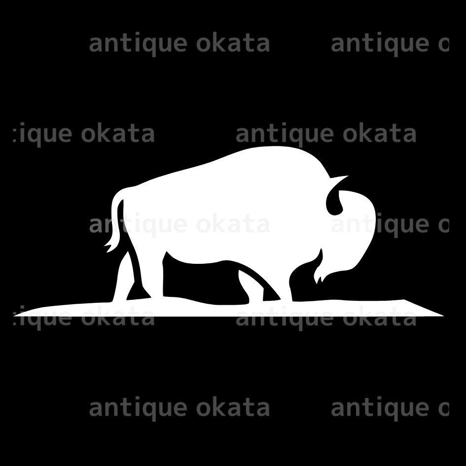 バッファロー バイソン buffalo ジムニー風 シルエット 動物 ロゴ エンブレム オーナメント シンボル ステッカー シール 縦横8cm以内_画像1