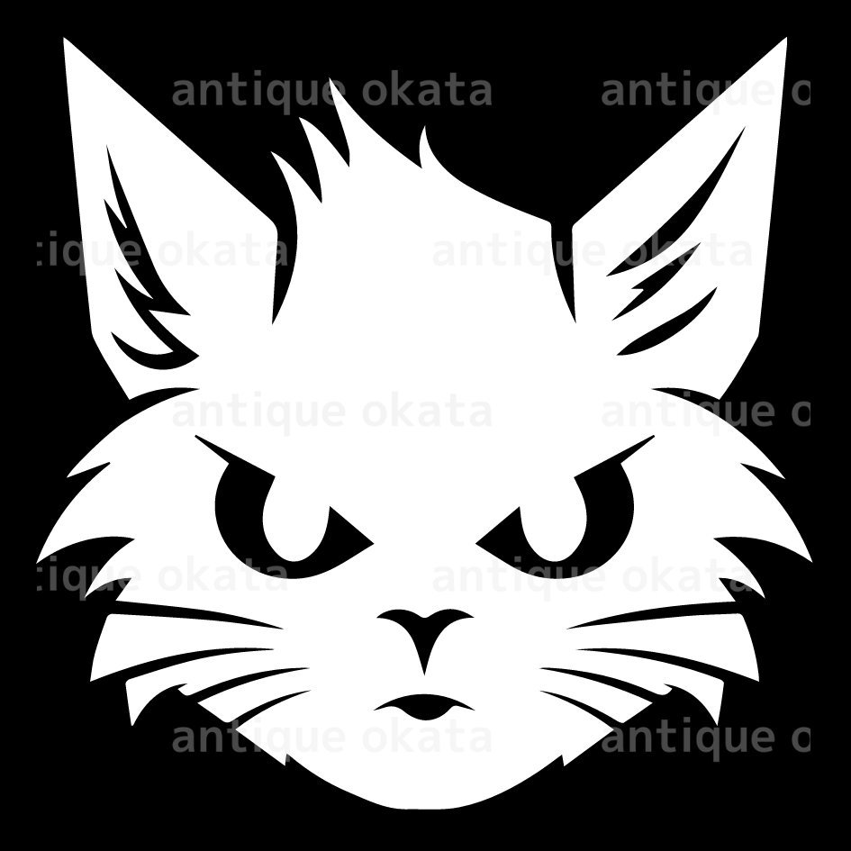 ワル ネコ cat シルエット 動物 ロゴ エンブレム オーナメント シンボル ステッカー シール 縦横8cm以内_画像1